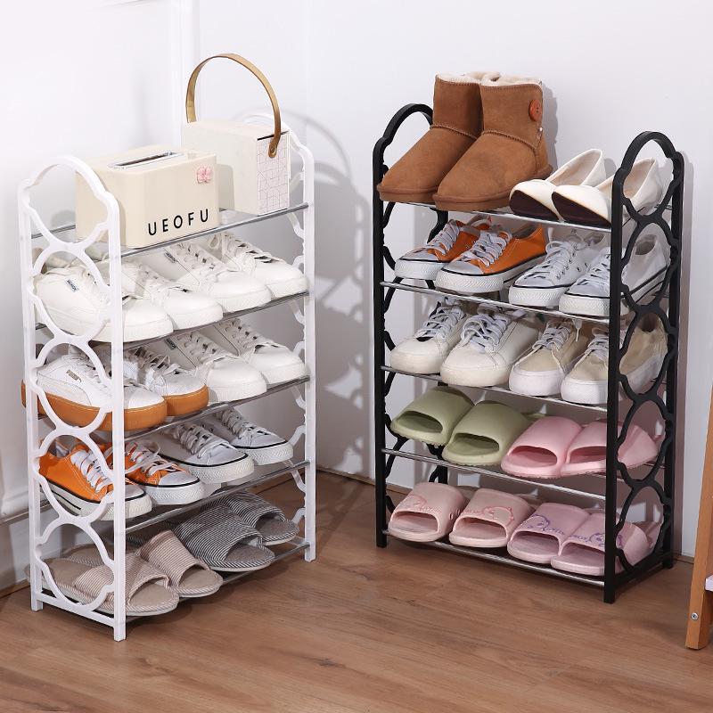 Four-tier Lace Shoe Rack: Space-Saving, Multi-Layer Dustproof Shoe Cabinet for Entryway.