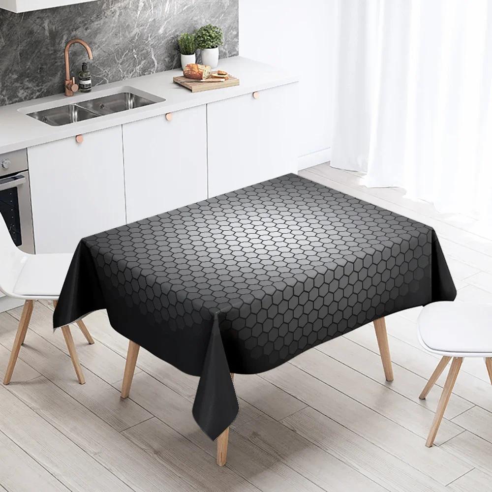 Tovaglia Geometrica Semplice Rettangolare Bianca e Nera Impermeabile Decorazione Tavolo Matrimonio Ristorante Cucina Casa