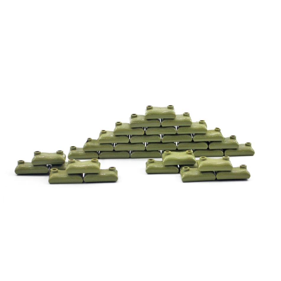 30/50 PCS Military Sandbag DIY Army Scene Parts Compatible WW2 Soldier Figures Weapon Building Blocks Toys For