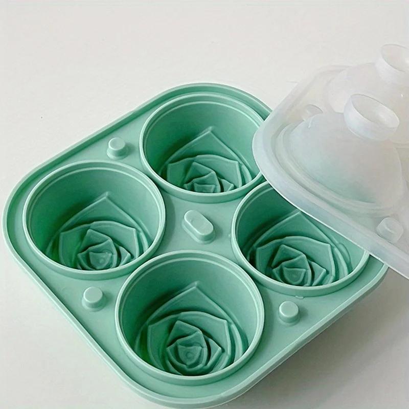 1pcs Elegant Rose Shaped Ice Cube Mold Reusable Food Grade Silicone IceTray Ice Ball Mold for Effortless Dessert Summer Drinks