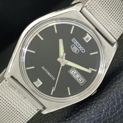 Seiko 5 AUTOMATICKÉ 6309A VINTAGE JAPAN PÁNSKÉ HODINKY ČERNÝ CIFERNÍK a701548-5