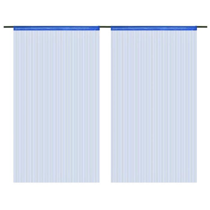 VidaXL Rideau en fils 2 pcs 100 x 250 cm Bleu