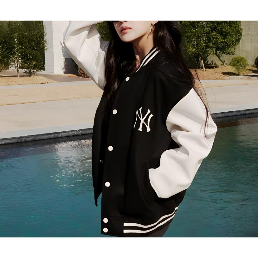 New MLB SS24 Baseball Jacket Unisex Black 3AJPV0541-50BKS