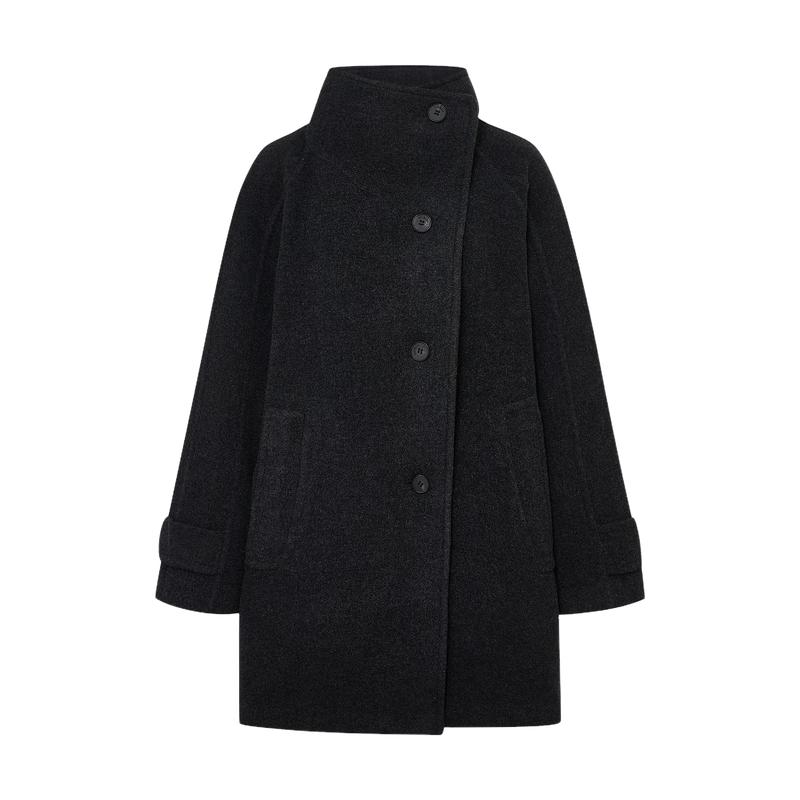 

MO&Co. Пальто двустороннее из мериносовой шерсти средней длины с воротником-стойкой S 160