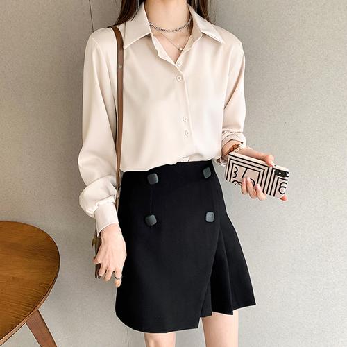 Women Shirts Casual Chiffon Shirt Office Lady Fashion Female Long Sleeve Loose Solid Blouse Tops