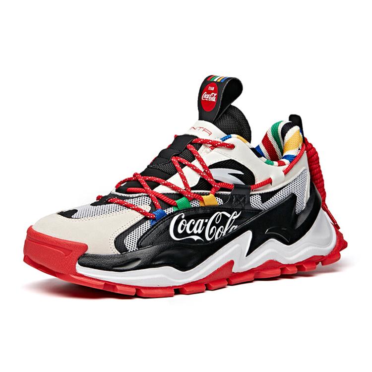 New Coca Cola x Anta Hot Cushioning, Wear Resistant Low top Chunky Sneakers Men's Black White Red 912038890-5