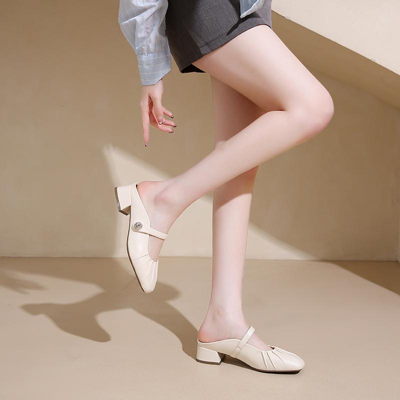 Fashion 2025 New Female Shoes Low Ladies' Slippers Cover Toe Shallow Luxury Slides PU for Women  New Designer Flat Fashion Slippers