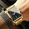 BINBOND Luxus Original Edelstahl Wasserdicht Quadratische Männliche Armbanduhren Uhr Gold Herrenuhren