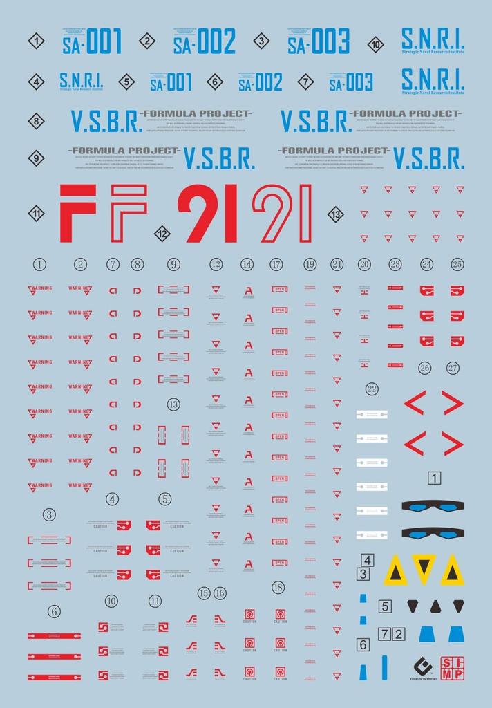HG RG MG PG RE HiRM Robot MS Decals MG Gundam F91 Fluorescent!! Detail-Up Water-Transfer (for 1/100 Ver.2.0)