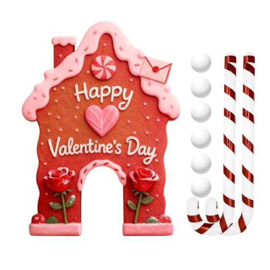 Zencefilli Kurabiye Şeker Baston Sevgililer Günü Golf Oyunu Seti İç Mekan Aile Partisi Ev Ofis Eğlencesi İçin Sopalı ve 6 Toplu Mini Golf Sahası