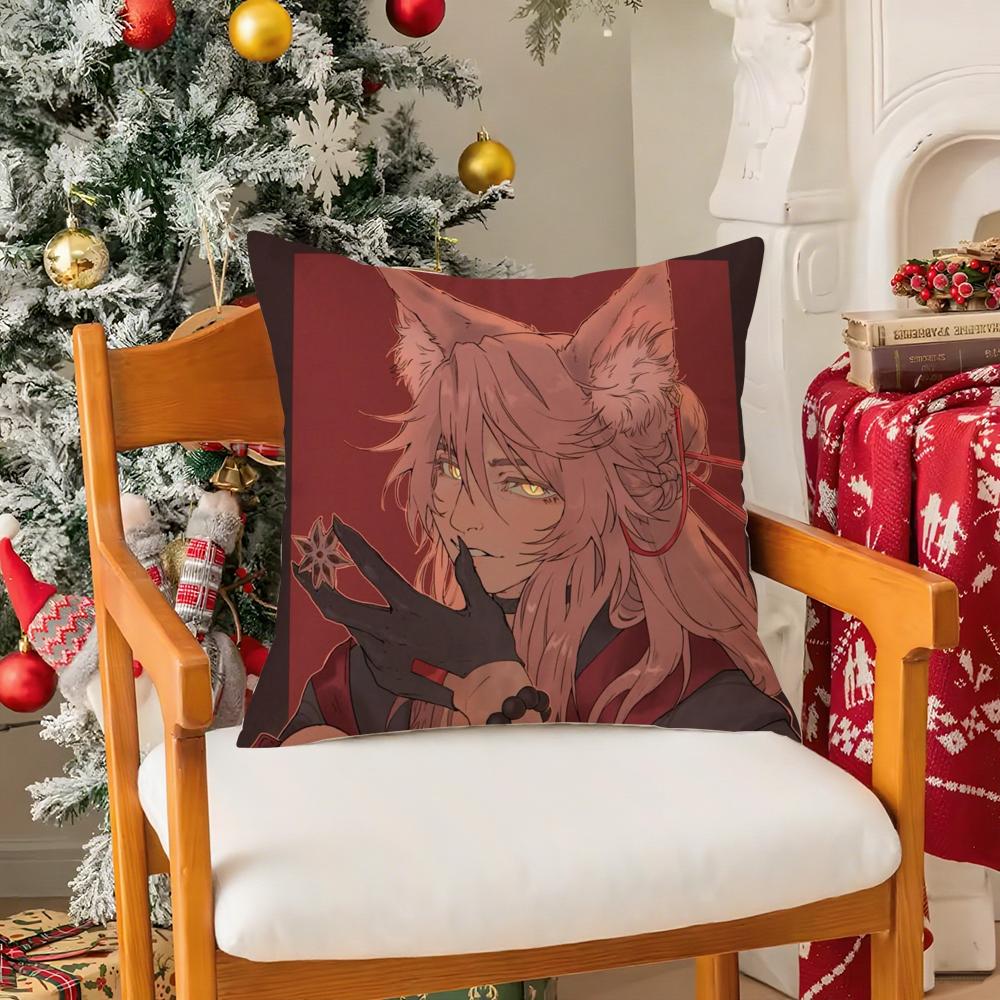 Cute 2D Game H-Honkai Star Rail Pillow Case Silky Short Plush With Invisible Zipper Dustproof Sofa Cushion Cover