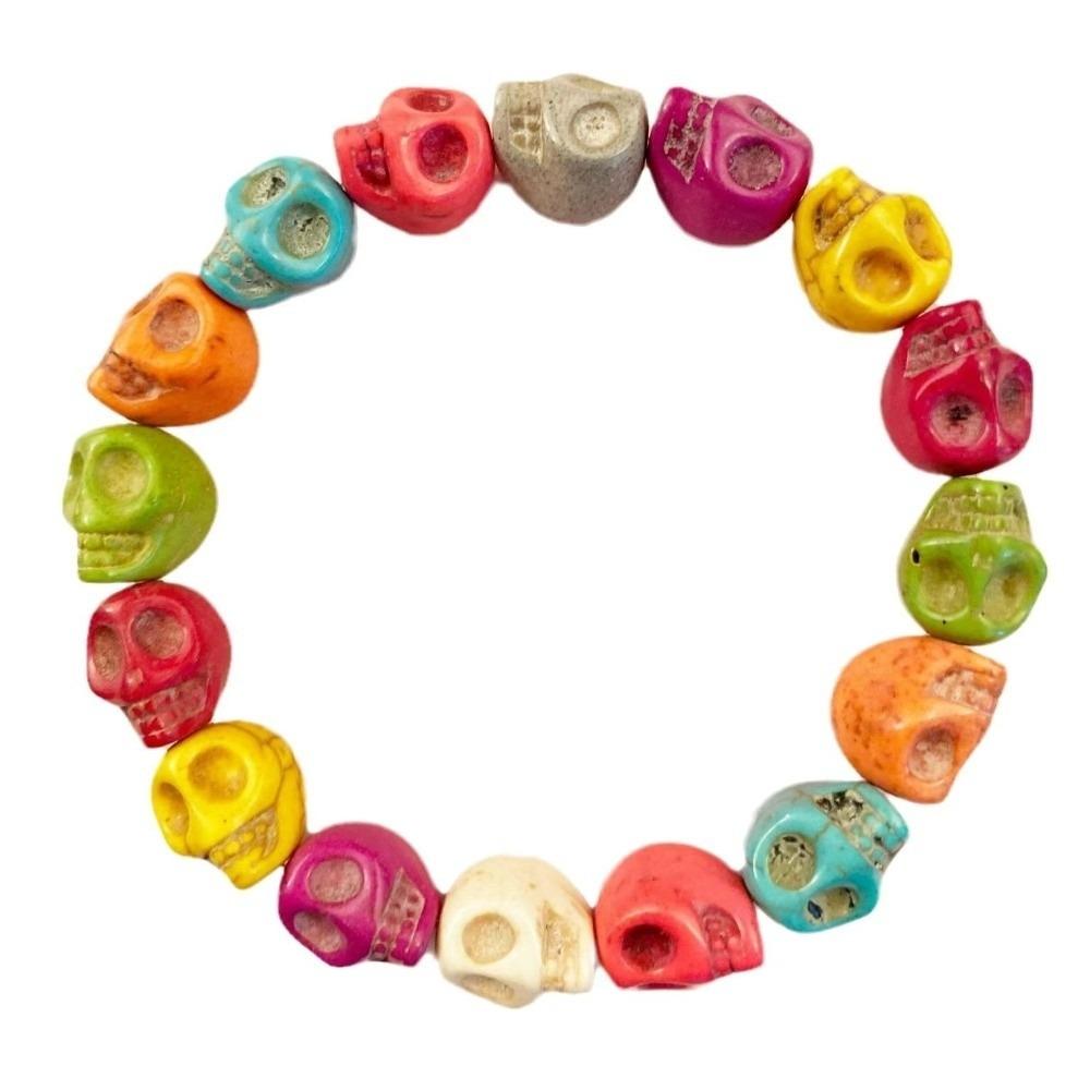 Acrylic Skeleton Beaded Bracelet Bone Stone Elastic Bangle Punk Skull Beaded Bracelet Teenager