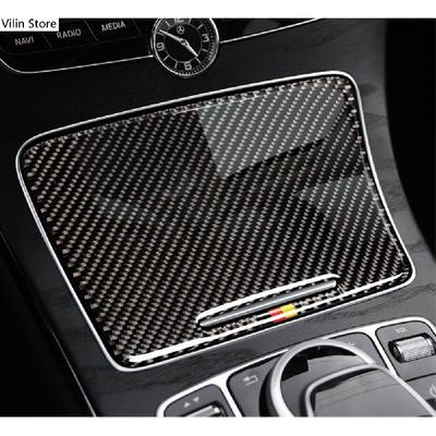 Karbonfiber Interiør Koppholderpanel Deksel Trim Bilklistremerke For Mercedes C-klasse W205 C180 C200 GLC