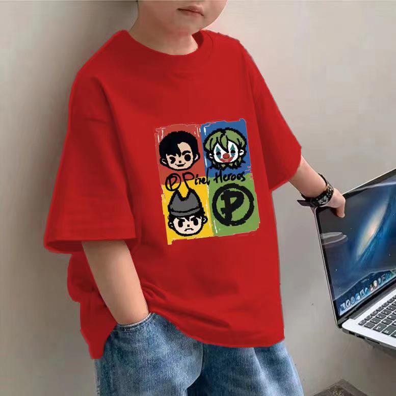 

Летняя футболка для мальчиков в корейском стиле из 100% хлопка - Модный и красивый дизайн 120cm красный