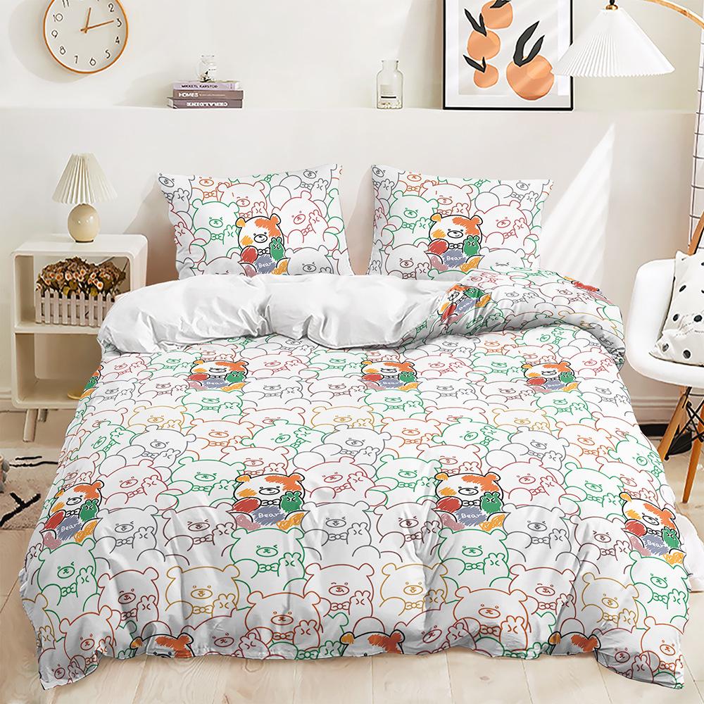 Bed Three-Piece Quilt Cover Small Fresh Stacked Animal Kit Bedding