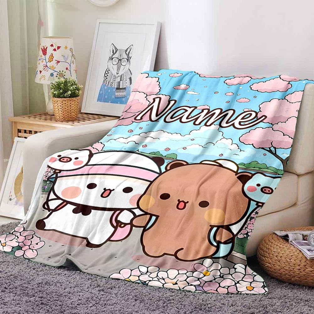 Customizable Yier BuBu Bear1 Throw Blanket – Personalized Name, All-Season Cozy Snug Blanket, Machine Washable, Personalized Blanket