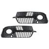 2PCS Front Fog Light Mesh Cover Gloss Black Left Right Trim Replacement for Q5 SQ5 2013‑2017