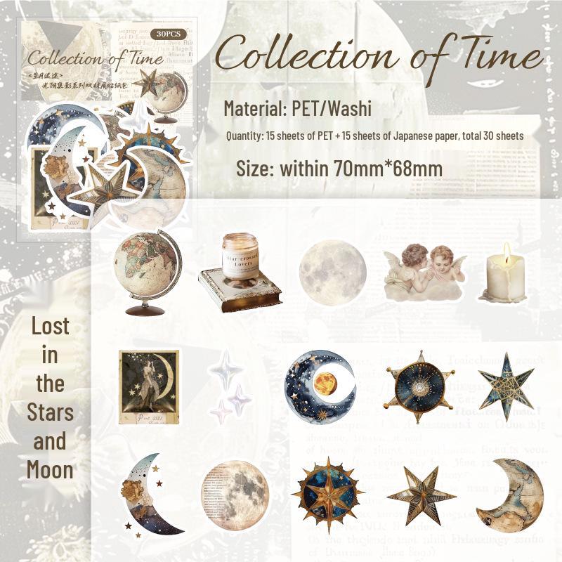 Time Series Paper Trace Sticker Pack - 6 Styles for Journaling, Collage, and DIY Decoration