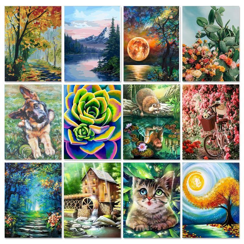 CHENISTORYNO Paint By Numbers For Adults DIY Kits HandPainted On Canvas Framed Oil Picture Landsape Drawing Art Painting Unique