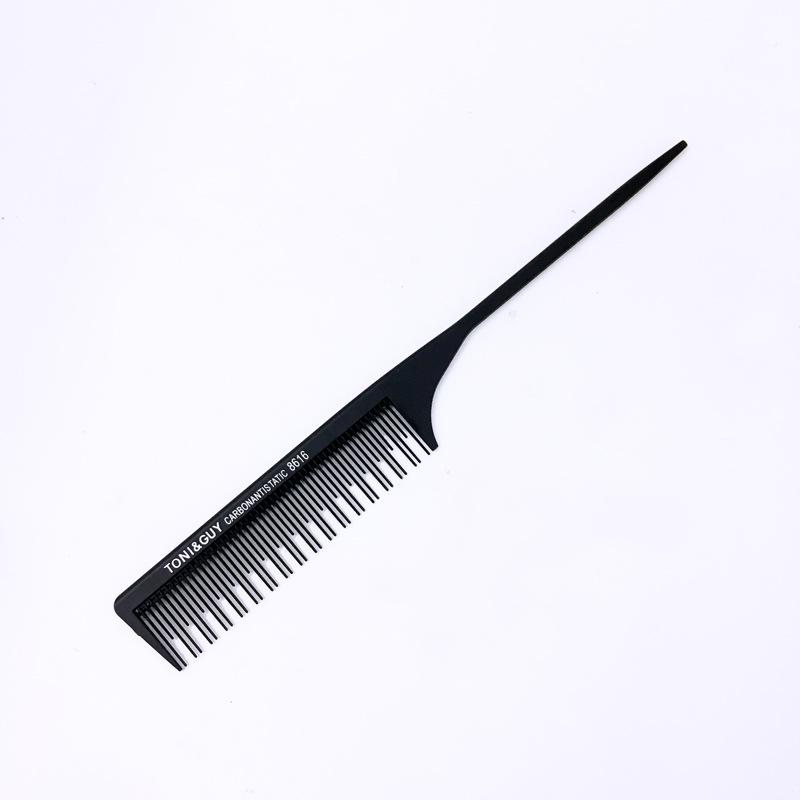 Carbon Fiber Anti-Static Tail Comb: High-Low Tooth Design for Hairdressing, Updo Styling, Teasing, and Massage.