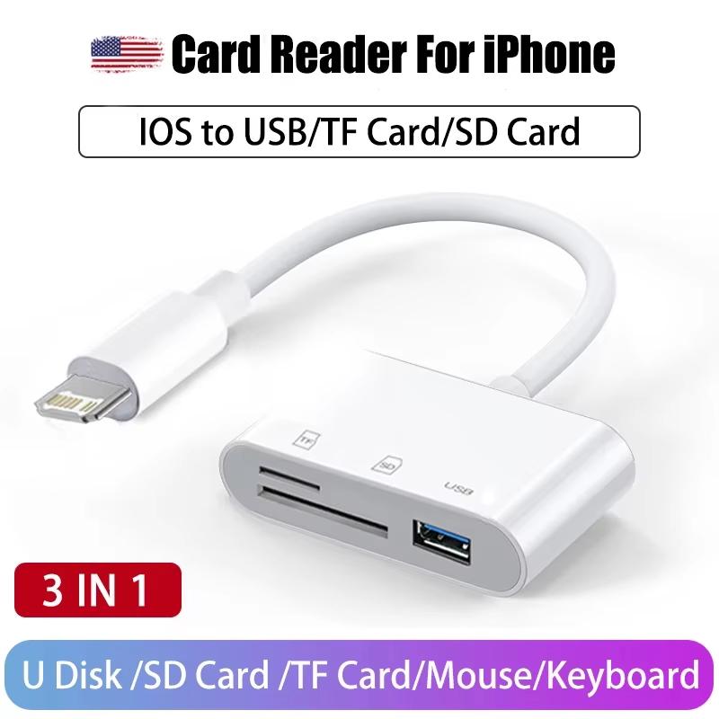 USB C SD TF Memory Card Reader Camera Adapter Trail Viewer for iPhone 17 16 15 iPad Samsung Xiaomi Keyboard Mouse OTG Adapter 3