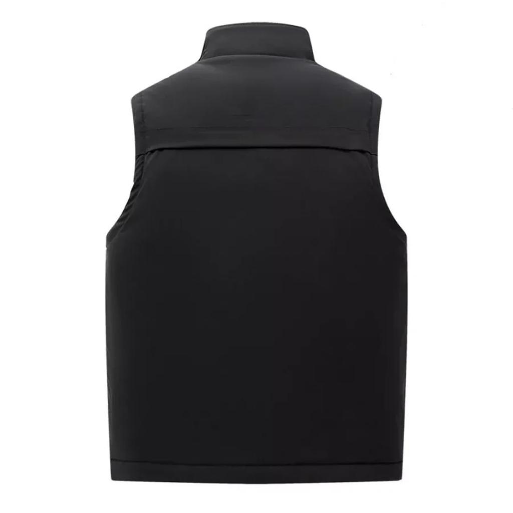 Men's Casual Solid-color Lambskin Vest, Men's Thickened Fleece Collar Warm Sleeveless Jacket