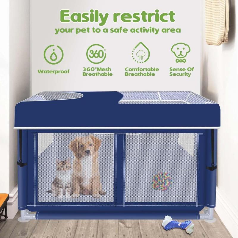 42x42x25,6 cala składany przenośny miękki kojec dla szczeniąt z bramką, klatka do ćwiczeń wewnątrz i na zewnątrz oddychająca dla zwierząt
