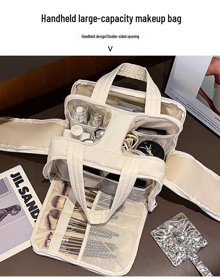 Women's Large-Capacity Double-Opening Makeup Bag: Multi-Functional, Portable Travel & Business Storage Solution