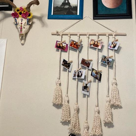 1 Set Hanging Pictures Style Organizer Tassels Hand-woven Solid Color Nordic Bohemian Wall Tapestry