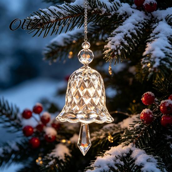 Holiday Window Hanging Bells Faux Crystal Bell Suncatcher, Glass Prism Wind Chime Ornament, Clear Rainbow Chimes Christmas Tree Maker for Indoor