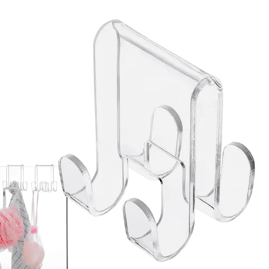 Shower Towel Hooks for Glass Glass Door Acrylic Hooks Towel Hanger Punch-Free Storage Tool for Robe Clothes Towel and Washcloth