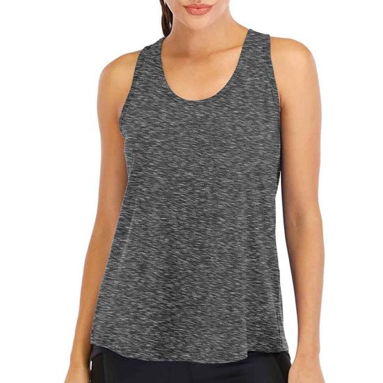 

Женский спортивный однотонный топ с круглым вырезом, без рукавов, быстросохнущий, с вырезом-борцовкой, свободная блузка L серый