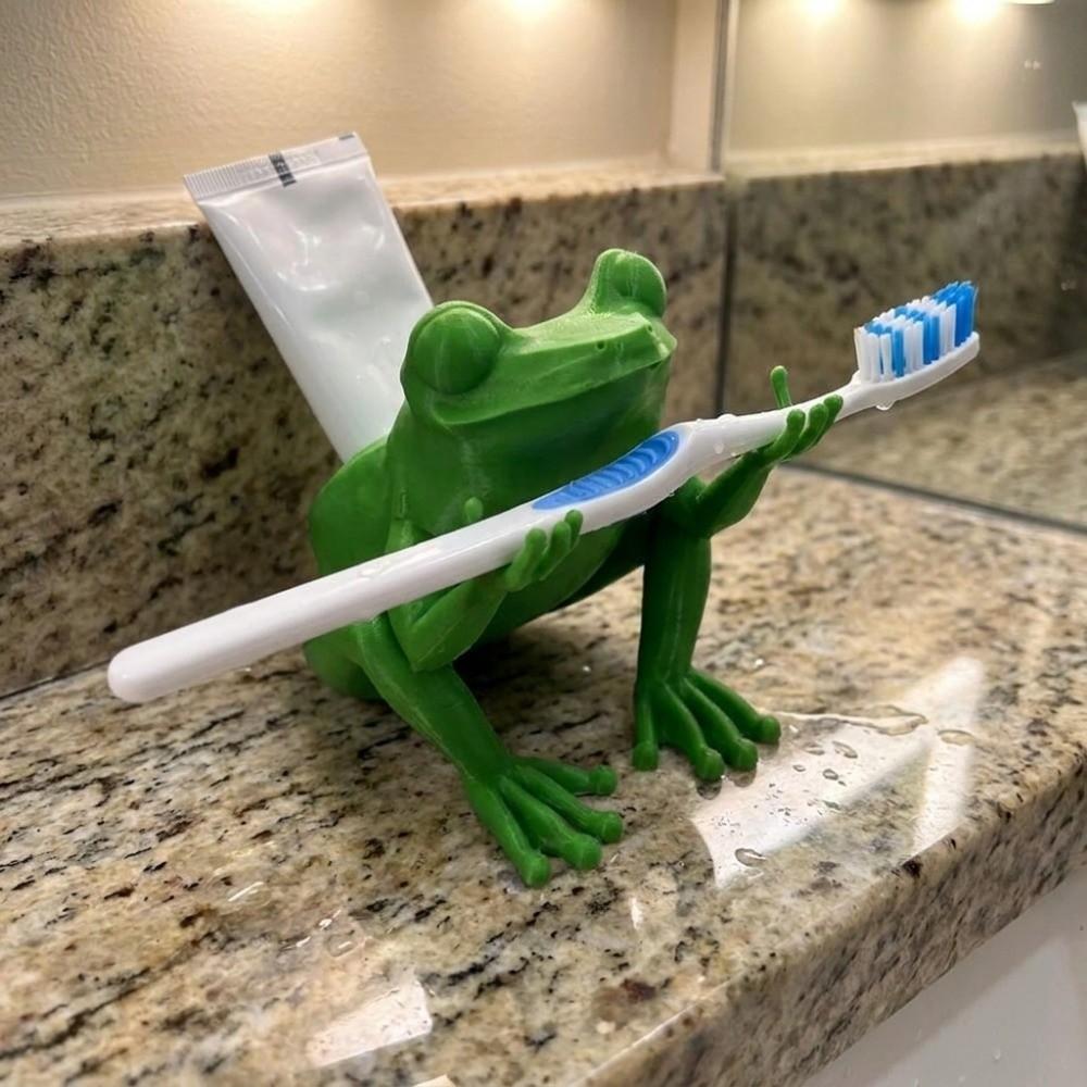 Plastic Frog Glasses Holder Green Toothbrush Stand Frog Shaped Toothbrush Holder  for Living Room