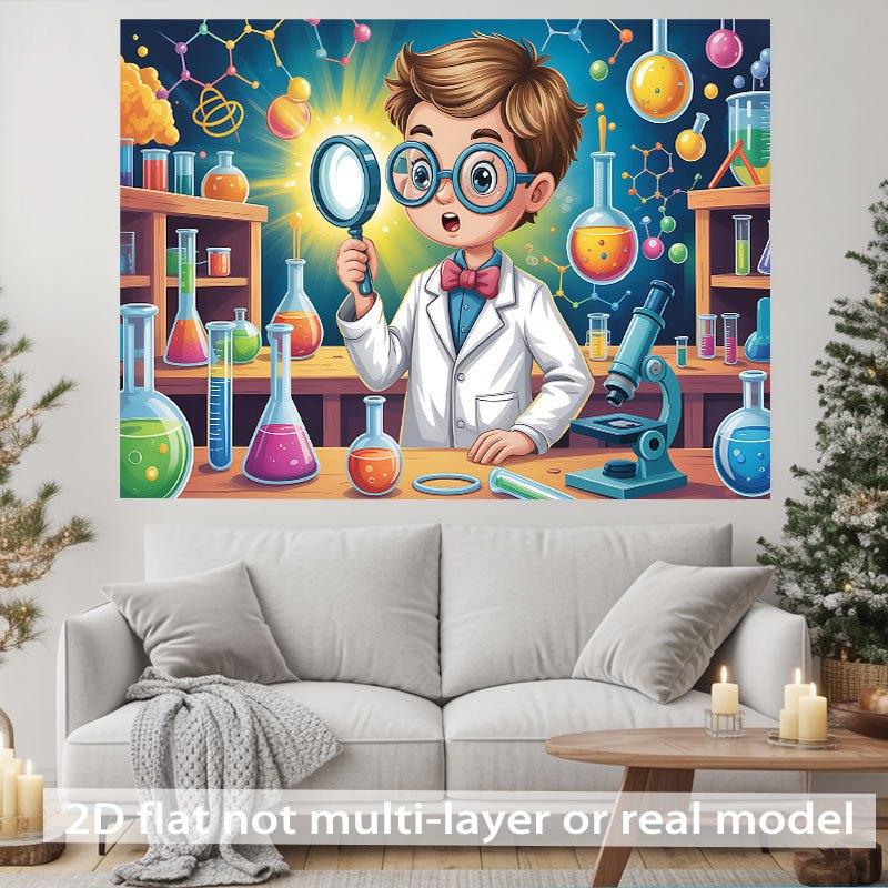 2D Flat Banner 1 Piece. Exploration of Young Scientists In the Laboratory. Suitable for Family Activities and Weddings.