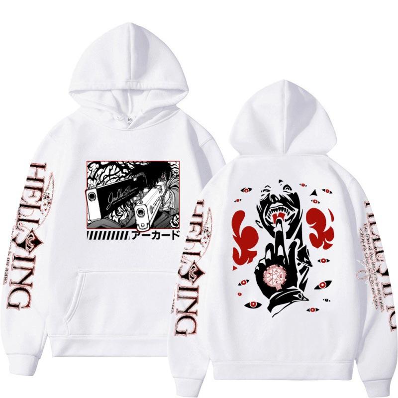 Harajuku Hellsing Japanese Anime Printed Hoodies Mens Pullovers Kawaii Manga Graphic Hooded Coats Autumn Streetwear Sweatshirts Unisex Tops