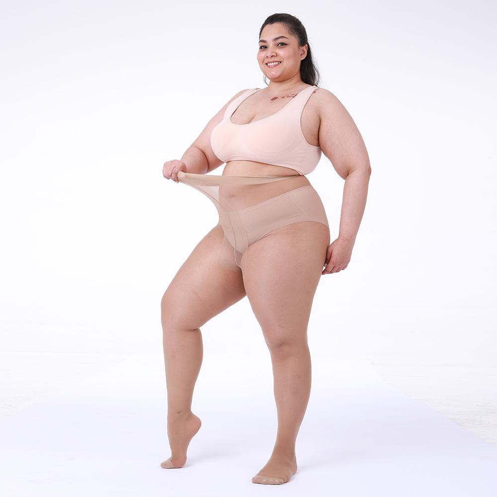 

Plus Size T-Crotch Stockings - Thick & Slimming Style for Spring/Fall L/XL (140-180 jin) телесный