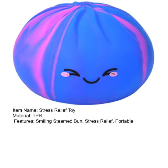 Rainbow Steamed Bun Stress Ball with Steamer Anti-Anxiety Colorful Smiling Dumpling Squeeze Toy Soft Simulated Dough Ball Fidget Sensory Toy