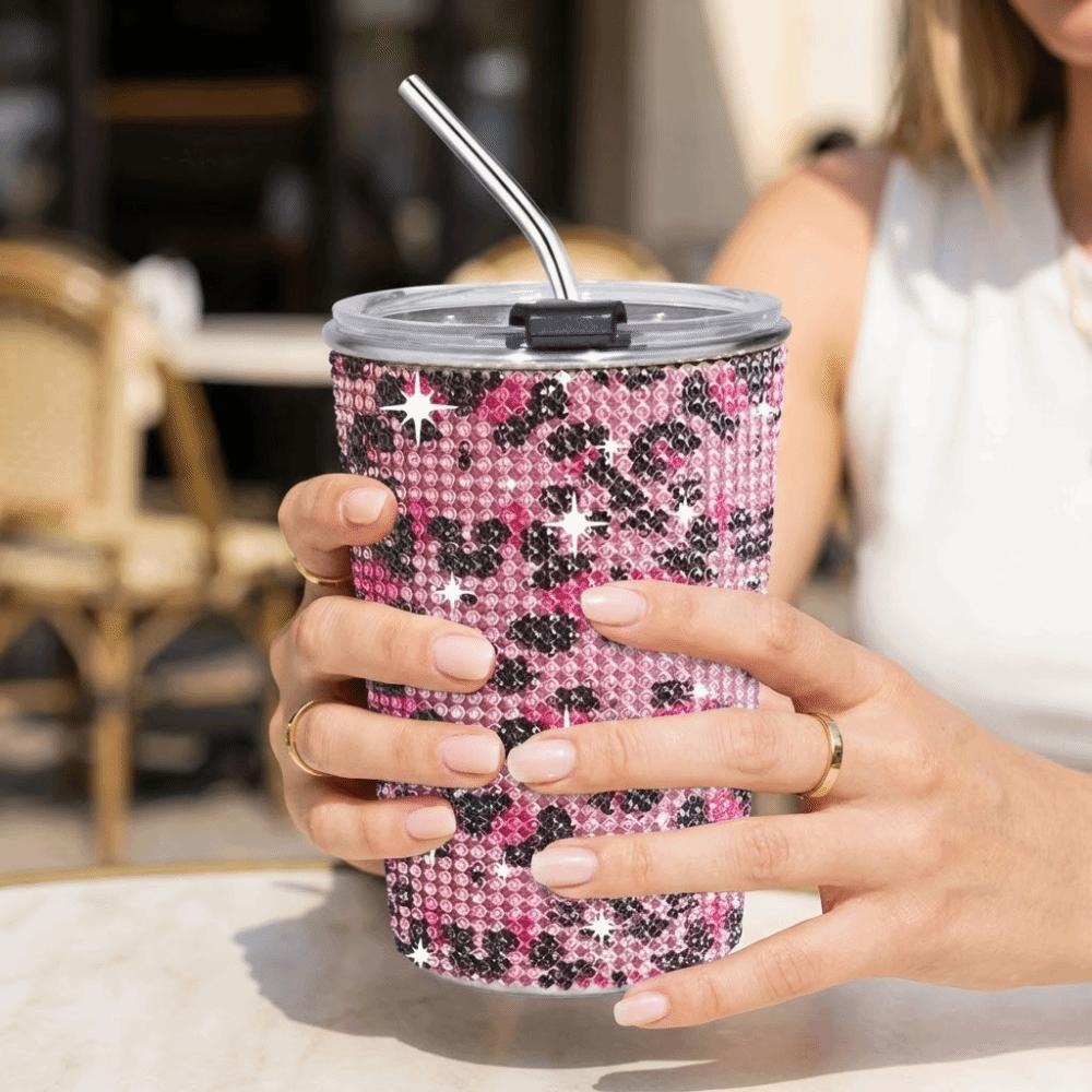 Bling Glitter Coffee Mug Sparkling Stainless Steel Water Bottle Rhinestone Water Cup  Office