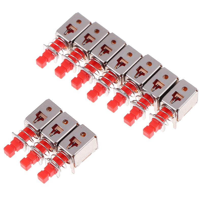 10Pcs Directly Key Switch A03 Ps-22F03 6Pins Self-Locking Power Switches Red
