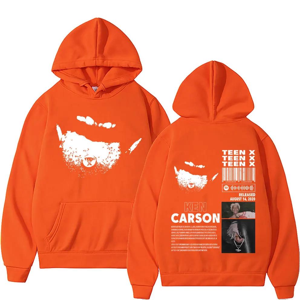 Rapper Ken Carson Teen X Music Album Double Sided Print Hoodie Rap Playboi Carti Opium Sweatshirt Male Hip Hop Oversized Hoodies