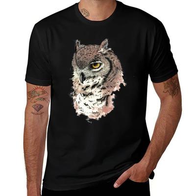 T-shirt z Puszczykiem Wielkim Lekki Sportowy T-shirt z Krótkim Rękawem
