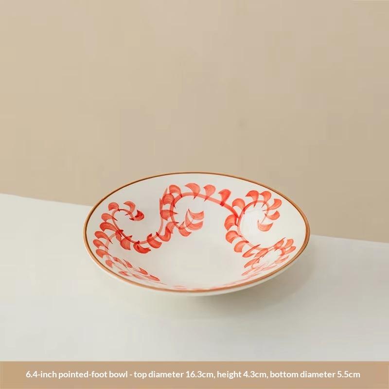 Retro Hotel Tableware High-Looking Japanese Hand-Painted Breakfast Plate Shallow Bowl for Cold Dishes Dishes Plates Dining Plate