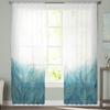 Geometric Abstract Gradient Leaves Teal Voile Sheer Curtains Living Room Window Tulle Curtain Kitchen Bedroom Drapes Home Decor