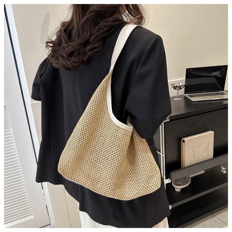 Retro Woven Tote Bags for Women Grass Woven Tote Bag Armpit Bags Large Capacity Single Shoulder Bag Beach Bag Handbags