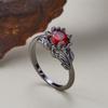 Gothic Fashion Red Color Set Zirconia Flower Women's Ring for Women Vintage Holiday Party Jewelry Accessory Gift