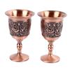 2 buc. Pocaluri Metalice Înălțate Bronz Roșu, Cupe Decorative din Alamă pentru Băutură, Ritual Templu