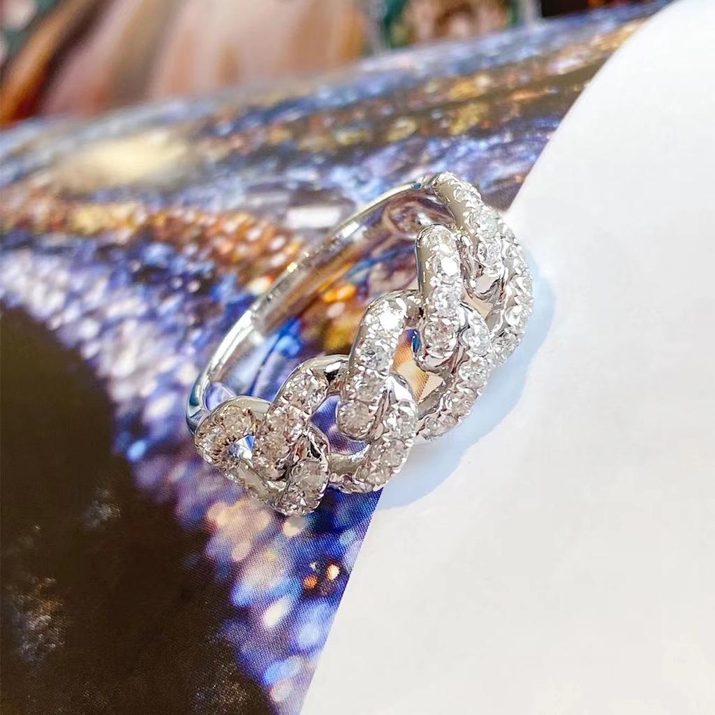 Micro-inlaid diamond chain ring tide niche design light luxury cold wind index finger ring temperament versatile model