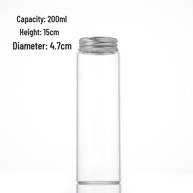47mm Aluminum-Capped High Borosilicate Glass Bottle for Candy, Medicine Capsules, Cordyceps, and Floral Tea Packaging