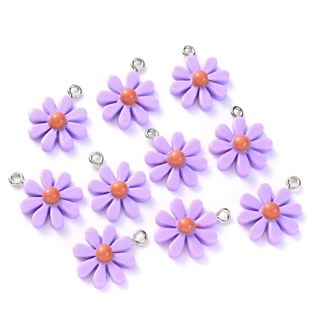 10pcs/Lot Resin Daisy Flower Pendant Colorful Glossy Surface Flower Charm For Jewelry Making DIY Keychain Earring Charm Pendant