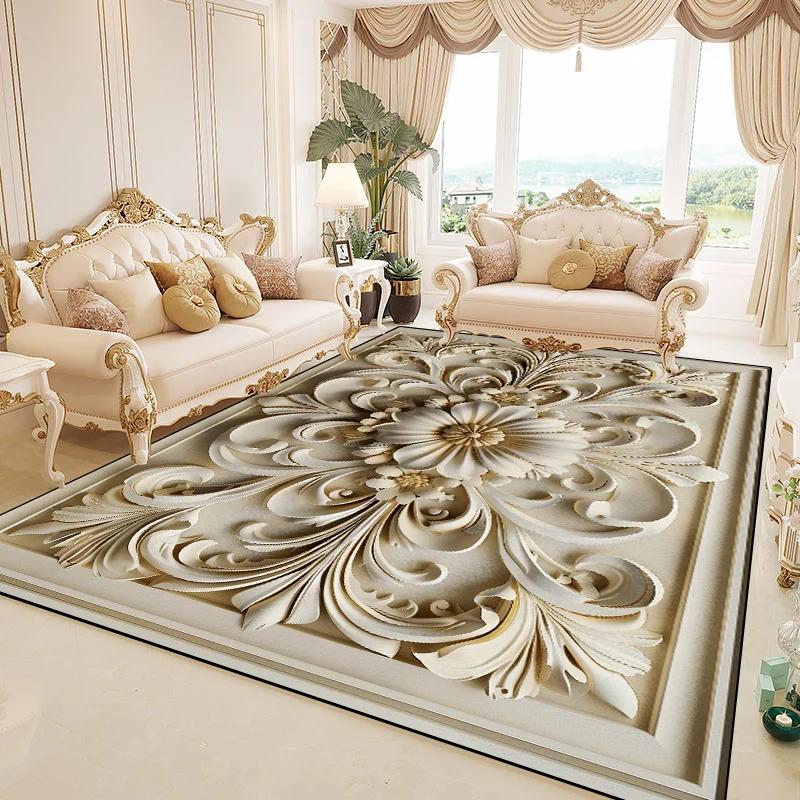 Nádherné květinové koberce do obývacího pokoje Evropské velkoplošné luxusní koberce k pohovce Domácí dekorace ložnice Šatna Protiskluzová podložka na podlahu